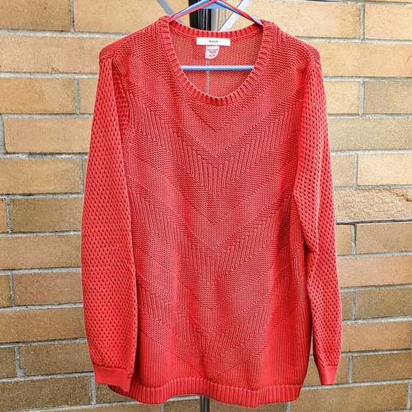 Alia Sweaters - ALIA - Chevron Knit Sweater Orange